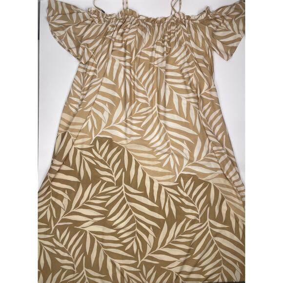 Anthropologie Conditions Apply Palm Leaf Off Shoulder Maxi Dress One Size - Picture 4 of 7